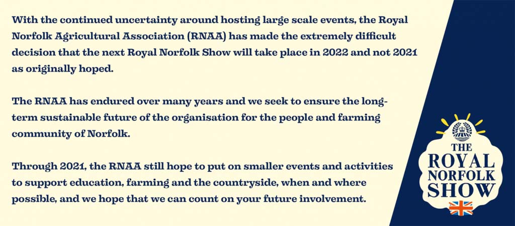 Royal Norfolk Show 2021 press statement